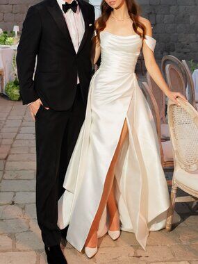 Anne Barge Tucker Blue Willow Wedding Dress with Overskirt